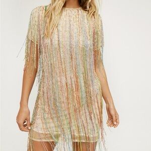 Nasty Gal Multicolor Fringe Mini Dress